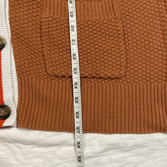 Aerie Oversized Varsity Cardigan Orange with White Stripe size Large - Picture 8 of 10